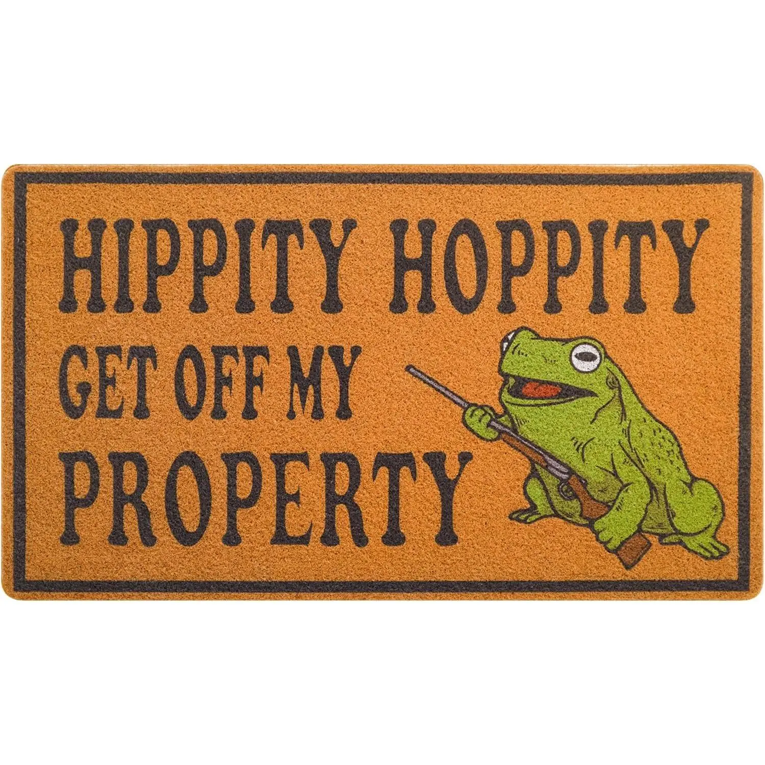Funny Door Mat for Front  Frog Coir Doormat Outside Entrance Hippity Hoppity Get of My Property Welcome mats 30x17 inch with Anti-Slip Rubber Backing Perfect Home Decor Porch