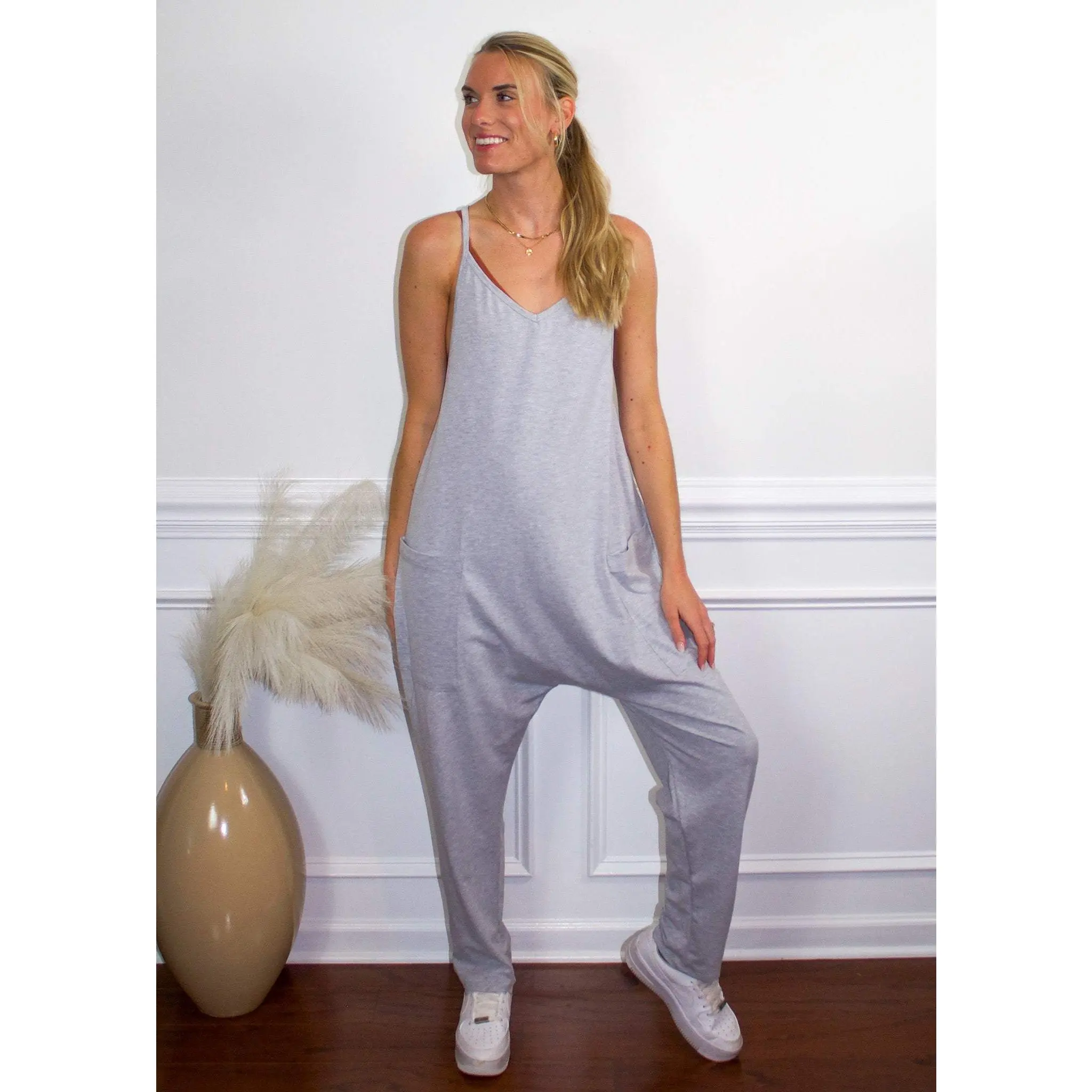 Don't Go Jumpsuit in Heather Grey
