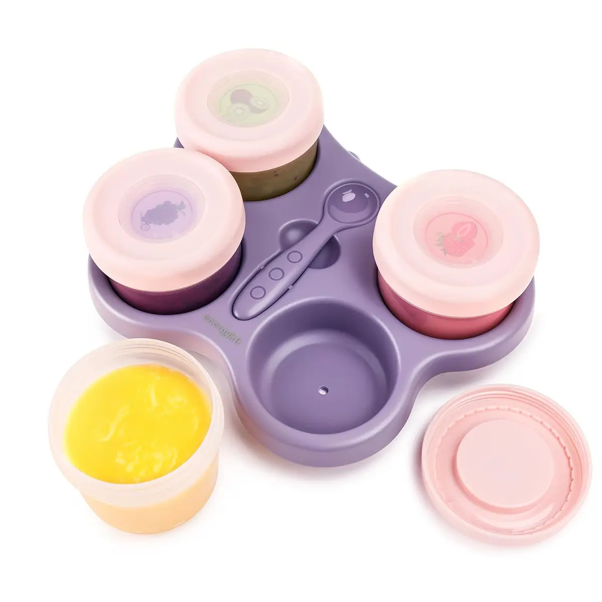 4oz Airtight Plastic Food Containers Set (4pcs) with Lid, Tray & Scoop - Food-Grade, Microwave/Dishwasher/Freezer Safe Snack, Divided Utensil Holder Containers for Home Kitchen Storage, Father's Day Gift, Snack Containers, Utensil Holders
