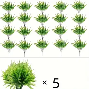 20 Artificial Boston Ferns, UV Resistant Fake Plants, Indoor Outdoor Use, Artificial Flowers For Outside, Ideal Home Office Decor, Realistic Greenery