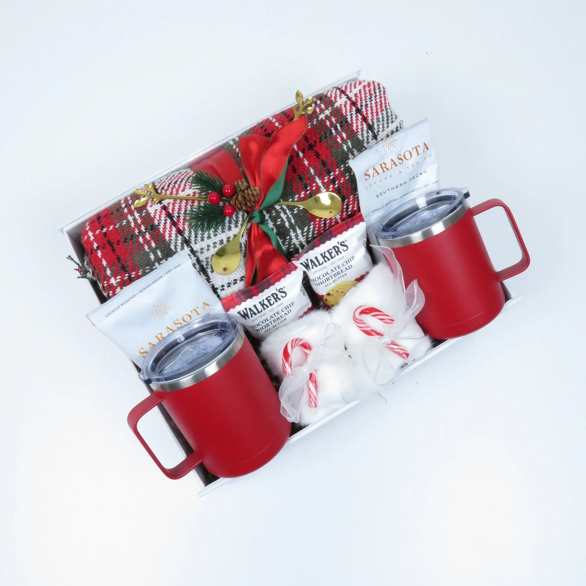 Holiday Warmth & Joy Gift Set with Mugs and Gourmet Treats