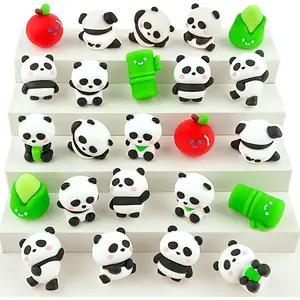 24 pcs Mini Panda Erasers for Kids Classroom Prizes, Cute 3D Panda Pencil Erasers for Kids Classroom Prizes, Class Treasure Box,Game Rewards,Party Favors, Non Removable