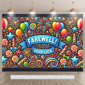 1pc Farewell Party Backdrop - Good Luck Celebration Banner with Candy, Birthday/Retirement/Graduation Decorations - Polyester Photo Booth Background for Indoor/Outdoor Events, Studio Props - Easy Hang No Electricity Needed, Party Gifts, Event Decor,
