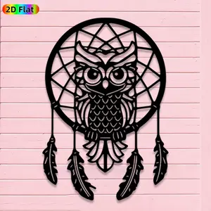 1pc Boho Owl Dreamcatcher Metal Wall Art, Boho Owl Dreamcatcher Statue Mural, Iron Craft, Perfect for Living Room, Garden, Zoo Corner Decor, Intricate Craftsmanship, Artistic Metalwork, Christmas Decor, Ideal Gift for Nature Lovers