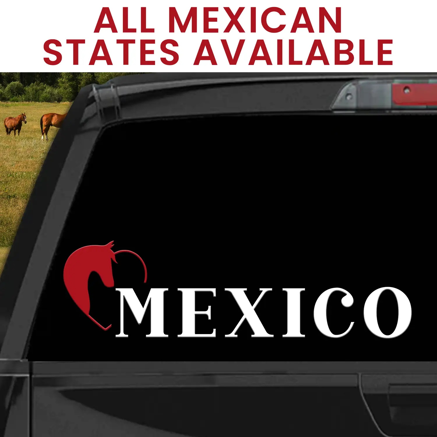 Mexico States Stickers para Trocas Calcomanias para Autos Estilo Ranchero con Caballo Western Decal Mexican Stickers for Trucks and Cars