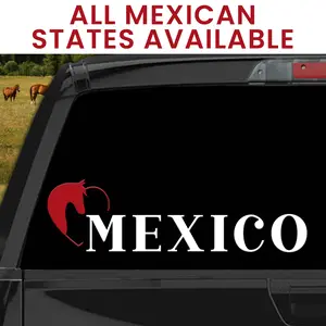 Mexico States Stickers para Trocas Calcomanias para Autos Estilo Ranchero con Caballo Western Decal Mexican Stickers for Trucks and Cars