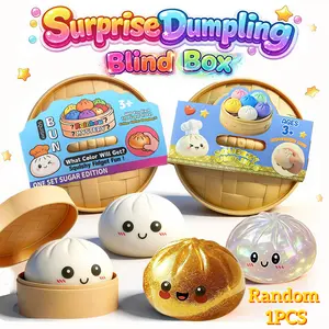 Joyful Dumpling Squishy Toy,Glitter Dumpling Mystery Box,Soft TPR Bun Fidget Toy,Colorful Dumpling Stress Ball, Soft Squeeze Fidget Sensory Toy, Decompression Relief Gift for Adults & Kids Valentine Easter