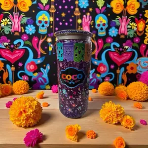Coco Brand Suspended Snow Globe with Vibrant Floral Design and Marigold Accents for Festive Decor