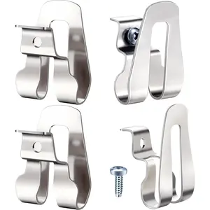 Replacement Belt Clip Hooks Stainless Steel Driver Belt Clip Drill Hook Tool with Screws Power Tool Parts(4 Pieces)