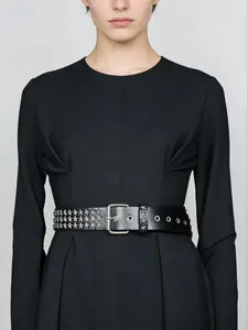 Punk Style Metal Pyramid Belt, Rhinestone Studs Waistband, Unisex Fashion Accessory for Jeans & Casual Wear, Perfect Gift for Girlfriend