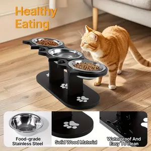 Adjustable 15 Degree Tilt Cat Bowl, 1 Set 3Labor Day SaleStainless Bowls Detachable Pet Feeder, ElevatedSlow Dry Food Feeder, Drinking Water Bowl, Pet Suppliesfor indoor Outdoor Use, Cat and Dog FeedingAccessories Stainless Steel Large Pet Bowl