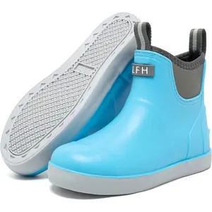 Women's Deck Boots, Waterproof Ankle Rain Boots with Anti-Slip Traction, Rubber Garden & Fishing Boots for Boating, Camping, Farming & Outdoor Work
