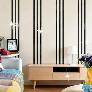 20pcs Acrylic Mirror Wall Stickers, Self-Adhesive Decorative Strips, 4x50cm, Easy Installation, No Drilling, Fashionable Home Decoration, Mirror Finish, Wall Decal