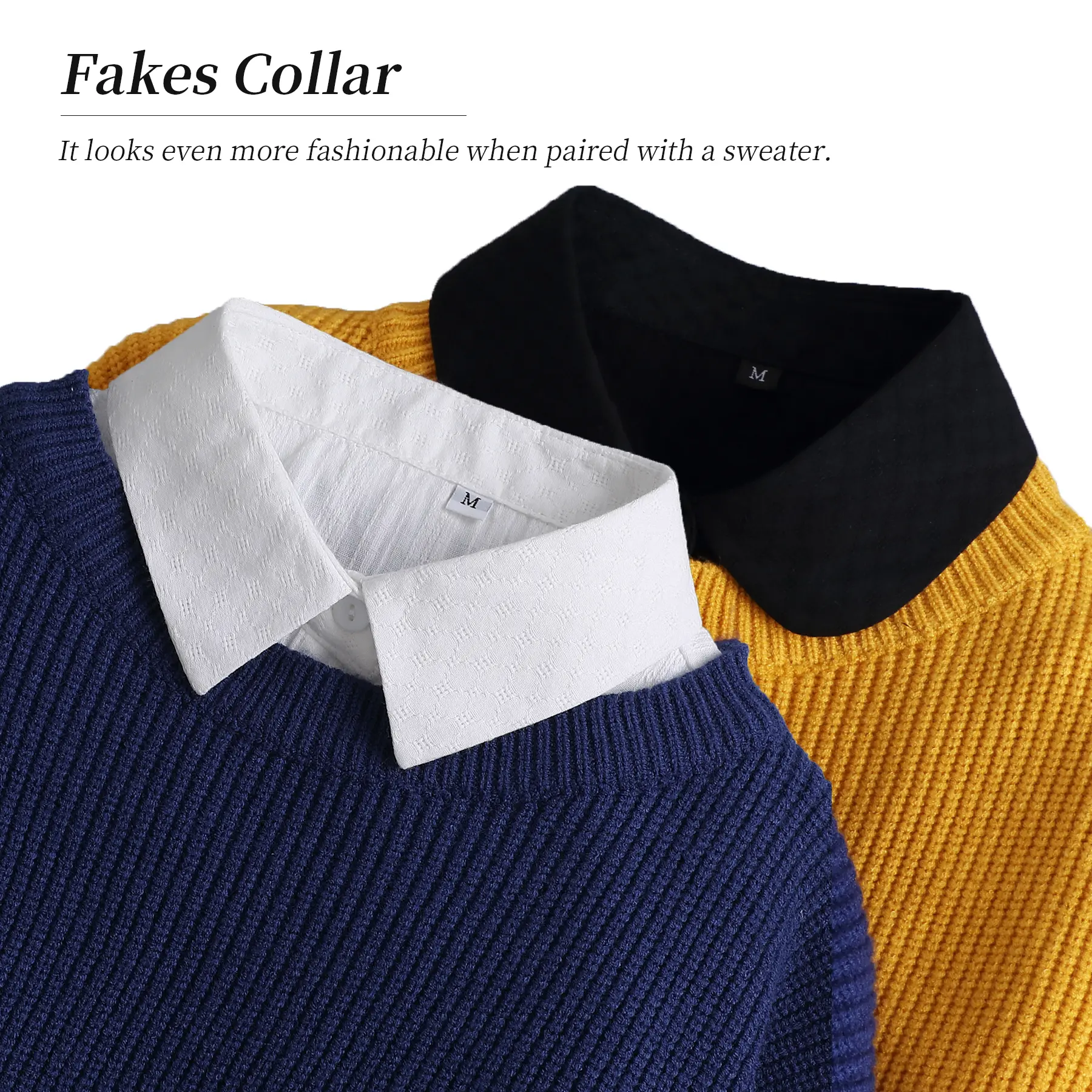 Ladies' fake collar set with a pure cotton round collar. It is available in various size specifications, including M, L, XL and 2XL. It can be matched with all kinds of coats and is suitable for wearing on various daily occasions. Ladies' fake collar set with a pure cotton round collar. It is available in various size specifications, including M, L, XL and 2XL. It can be matched with all kinds of coats and is suitable for wearing on various daily occasions.