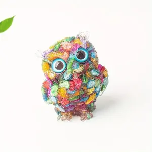 Resin Crystal Owl Ornament, Cute Colorful Owl Figurine, Desktop Decoration for Home Office, Desk Organizer, Home Decor, Decorative Sculptures