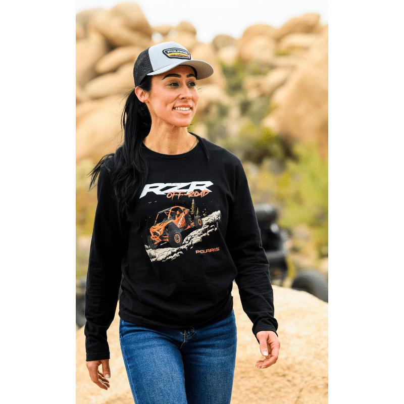 Polaris RZR Long Sleeve Apparel for Off-Road Enthusiasts Classic Collar Cotton Tops Black Graphic Casual Day Stitch Tshirt Crewneck Menswear Hoodie
