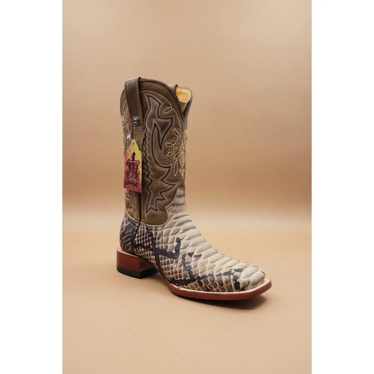 Tanner Mark Python Print Boot Natural/Brown
