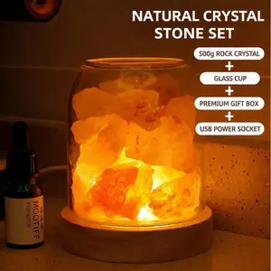 Home fragrance stones – 500g orange crystal stones in a glass jar, with USB plug-in light base and premium gift box.
