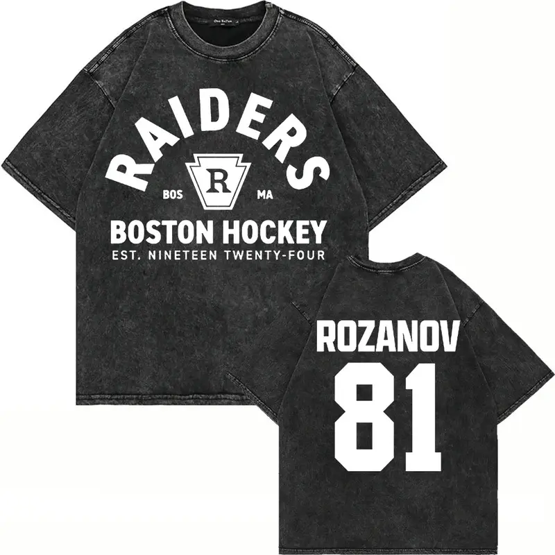 Men's 100% Cotton Vintage Washed Short-Sleeve Basic Casual Streetwear T-Shirt - Heated Rivalry Ilya Rozanov 81 Boston Raiders, Scott Hunter Shane Hollander Acid Wash, 16836-16837-lst-1