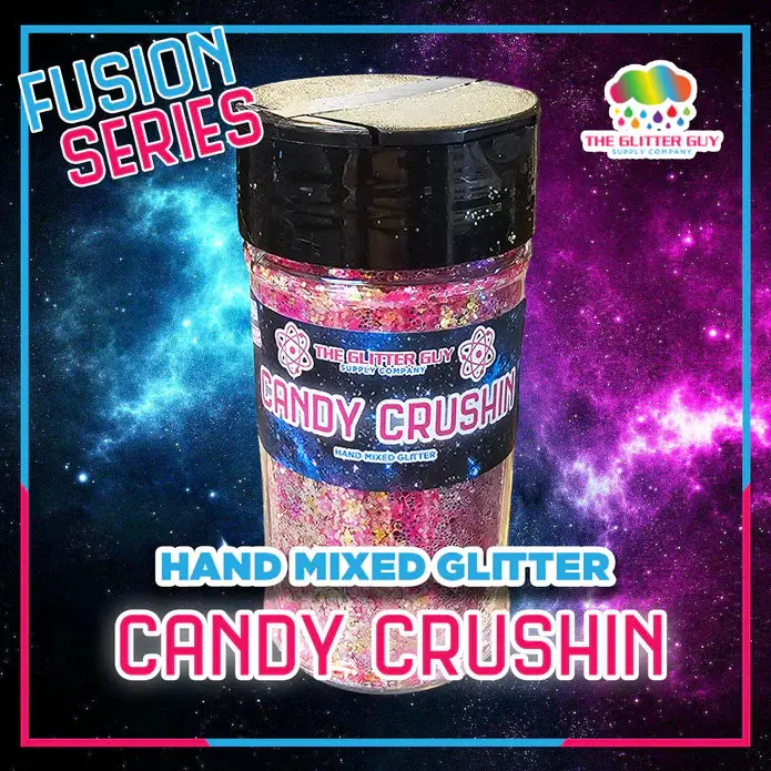 The Glitter Guy Candy Crushin Fusion Glitter, Chunky Mix for Nail Art & DIY Crafts, Non-Toxic Polyester in 100mL Shaker with Dual Lid, Candy Crushin Glitter Shaker