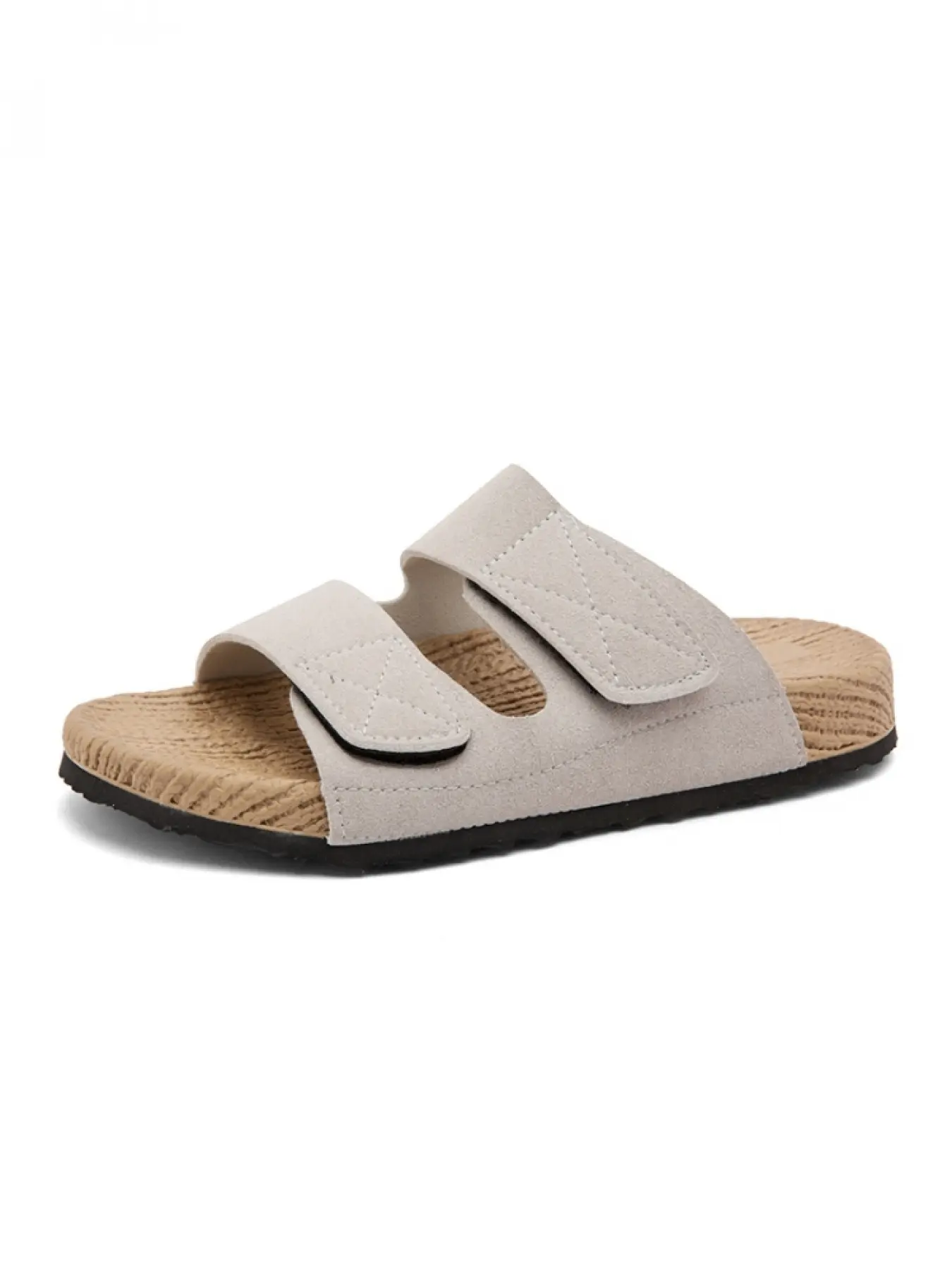 Men's Outdoor Yellow-Brown Anti-Slip Platform Sandals: Unique Velcro Design + Wear-Resistant Sole, Trendy Beach Shoes