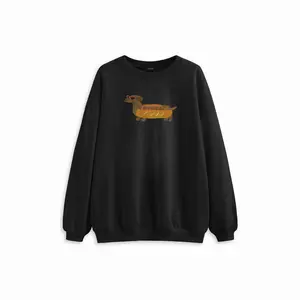Cider Cotton-blend Dog Graphic Round Neckline Oversized Sweatshirt