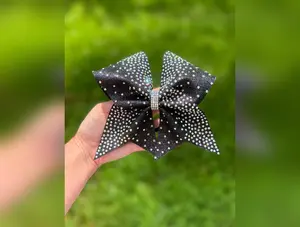 Black Glitter Ombre Rhinestone Cheer Bow