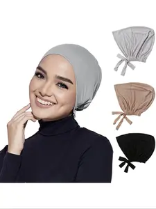 3pc satin inner cap suitable for headscarf wearers, Turban hijab, moisturizing hair care accessories for scalp health and promoting hair growth, comfort, breathable fabric, perfect size for women and girls, Convenient to wear Muslim headscarf cover