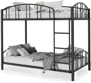 Metal Bunk Bed Twin Over Twin, Heavy Duty Bunkbeds Frame with Arched Guardrail and Safety Ladder, Sturdy Steel Bed for Kids Boys Girls, Space-Saving, No Box Spring Needed, Matte Black Visit the GarveeHome Store