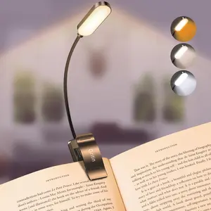 16 LED Rechargeable Book Light for Reading in Bed- Eye Caring 3 Color Temperatures, Stepless Dimming Brightness, 80 Hrs Runtime, Lightweight Flexible Clip on Light for Book Lovers