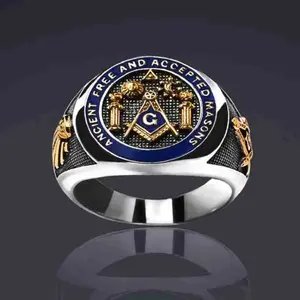 Men's Retro All-Seeing Eye S925 Ring & Necklace, Punk Oil Drip Design Badge Jewelry, Versatile for Daily, Party & Formal Occasions 32degree mason ring