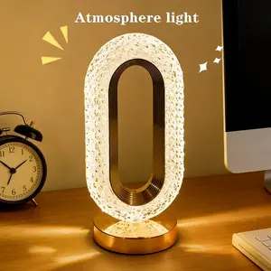 LED Table Lamp with Touch Control, 3 Adjustable Colors, USB Rechargeable Acrylic Night Light for Bedroom and Living Room Decor, Led Desk Lamp