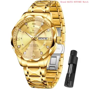 Brand OLEVS Watches for Men Luxury Analog Big Face Mens Watches with Date Diamond Men's Wrist Watches Stainless Steel Waterproof Mens Dress Watch Casual Business Quartz Watch(Silver/Black/Blue/Gold Face)