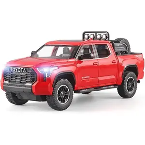 Toy Pickup Trucks for Boys 1/24 Tundra Diecast Cars Model,Zinc Alloy Toy Pickup Truck,with Sound and Light,Pull Back,Birthday Gifts for Kids Ages 3 Year and UP(White)