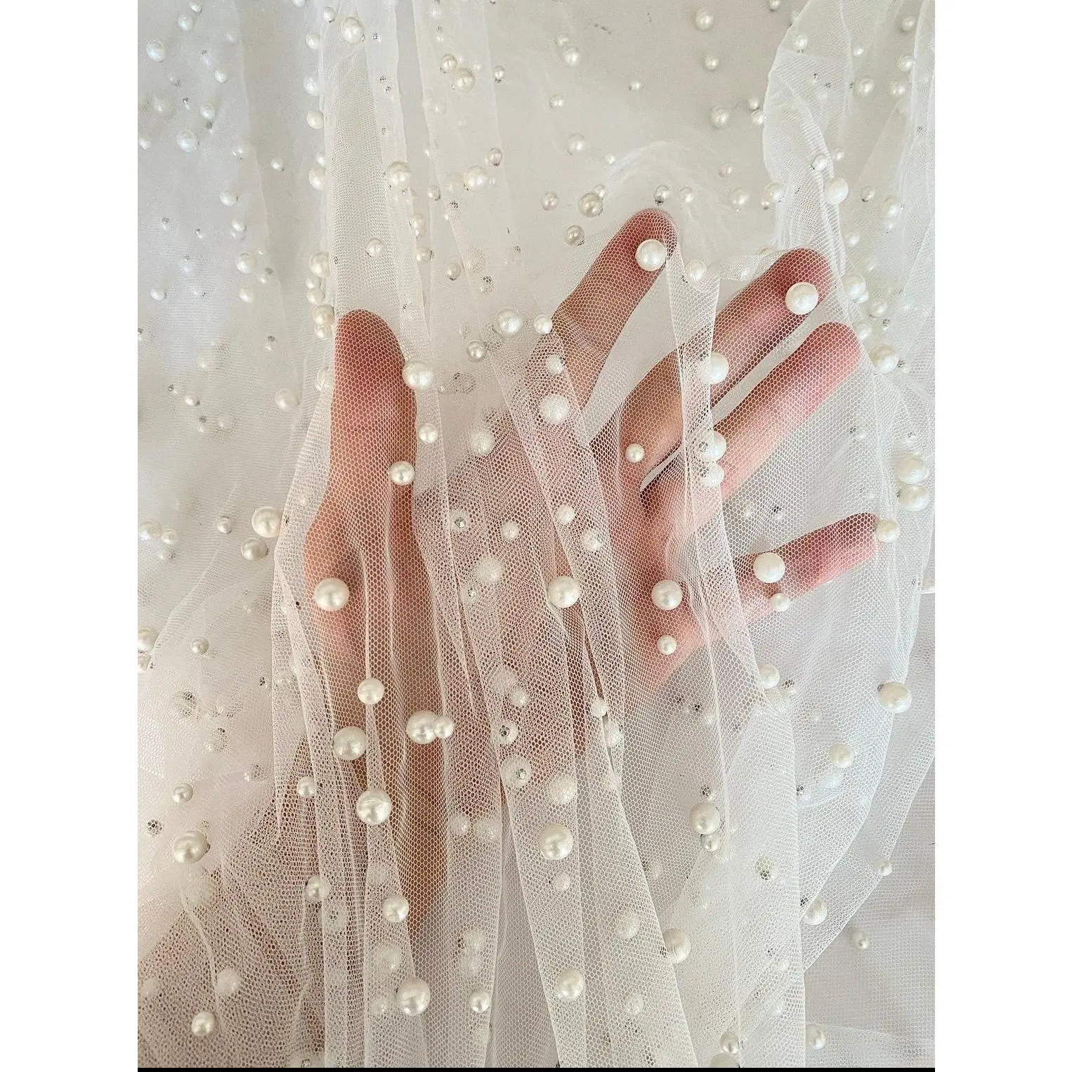 Off White Pearl Tulle