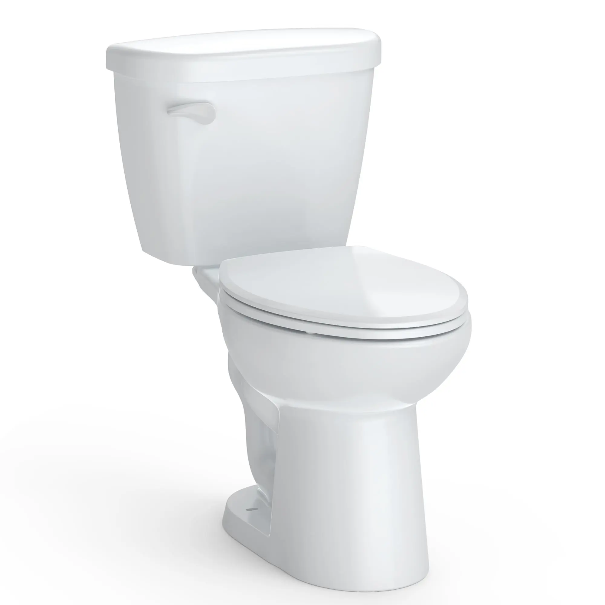 Elongated Two-Piece Toilet, 1.28 GPF Powerful Flush System, 16 Inch Comfort Height, 19 Inch Extended Bowl, Slow Close Seat, 12 Inch Rough in, White