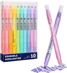 YOOUSOO Erasable Highlighters, Double Head Smooth Writing Highlighters Assorted Colors Chisel Tip Highlighter Markers, Double-End Erasable Highlighter Pen Markers