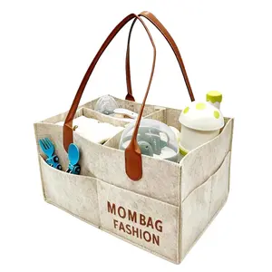 1pc Felt Mommy Bag, Multifunctional Diaper Bag, Cartoon Baby Outdoor Travel Storage Bag, Diaper Organizer, Toy Holder, Bottle Case, Powder Box, Napkin Storage