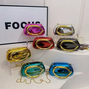 ELIPAPRO  3663 Women's Hard Box Acrylic Mirror Clutch Bag 2025 New Shoulder Messenger Dinner Chain Mobile Phone Bag