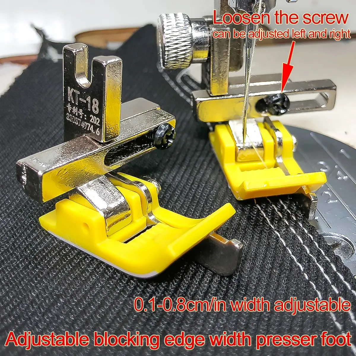 New Computer Flat Bed Presser Foot, Adjustable Width Plastic Knife Presser Foot, Oxford Left Right Stop Seam Presser Foot, Suitable for Industrial Sewing Machines, Seam Guide for Sewing Machine