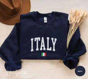 Italy Sweatshirt, Italy Gift, Italy Flag, Italia Flag Pullover, Italy Souvenir, Travel Sweater Cotton Fabric