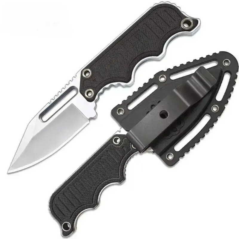 Full Tang Instinct Fixed Knife G10 Handle Lightweight Mini Pocket EDC Neck Chain Multi Tools with ABS Plastic Sheath