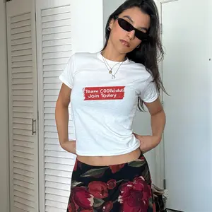 Team C00lkidd Join Today Baby Tee Funny Trending Quote Shirt Y2k Meme Crop Top Aesthetic Graphic Tee For Cool Girls And Soft Girl Style