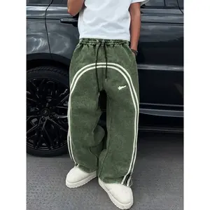 Unisex Casual Sweatpants, Unique Star Print, Heavyweight Washed Cotton Fabric, Fitted Street Style Joggers for All Seasons, Athleisure Style Pants, Sports BottomsGift