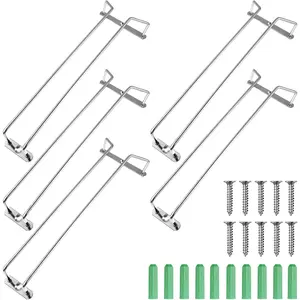 5-Pack Silver Stainless Steel Wine Glass Rack 13.3” Under Cabinet Stemware Holder for Kitchen Bar Durable & Space-Saving Hanging Organizer