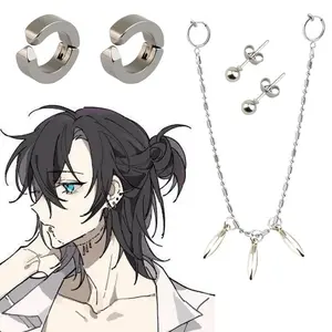 Anime Horimiya Miyamura Izumi Ear Clip Lip Chain Earring Stainless Steel Punk Earrings Cosplay Prop Accessories