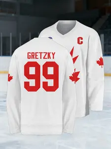 Canada #99 Hockey Jersey Maple Leaf Print Design Ideal for Hockey Training and Games Soft, Comfortable, and Breathable Retro-Chic Style Athletic Outfits The Perfect Gift for Hockey Fans