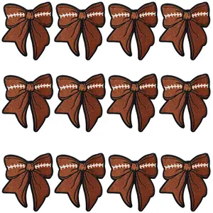 10PCS Iron On Game Day Patches Embroidery Sports Ball Bow Fashion Sew On Cute Appliques Accessories for DIY Clothes Hats Projects Clothing