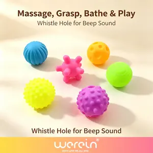 6pcs Textured Sensory Balls for Babies, Soft Squeeze Massage Balls, Teething & Bath Toys for Toddlers, Early Development Tactile