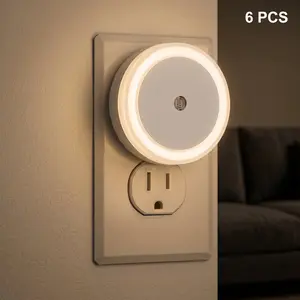 6-Pack Night Light,Night Lights Plug into Wall,Plug in Night Light,Dusk to Dawn Nightlight Led Night Lights for Bedroom, Bathroom, Hallway Warm White Home Lighting